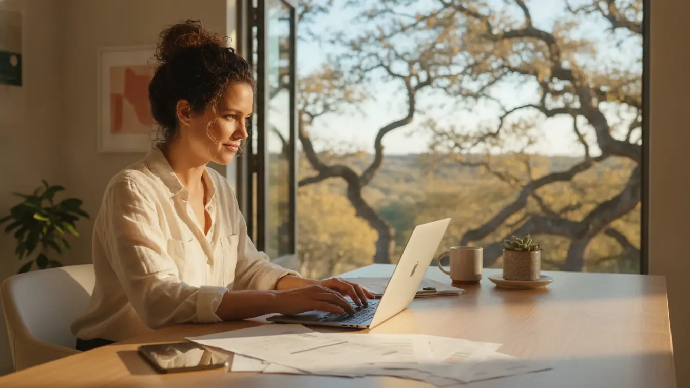 Self-employed Texas business owner reviewing bank statements for a mortgage